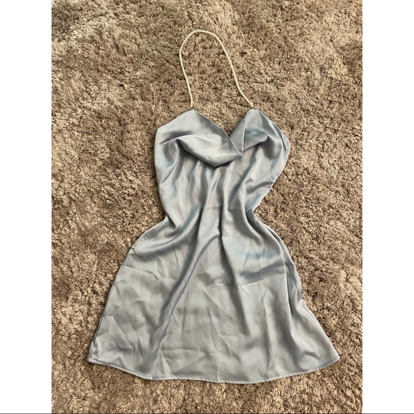 SHEIN Dresses & Skirts - Blue Satin Halter Dress (S)